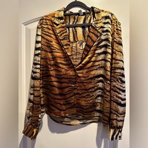 Top shop leopard print silk/satin top